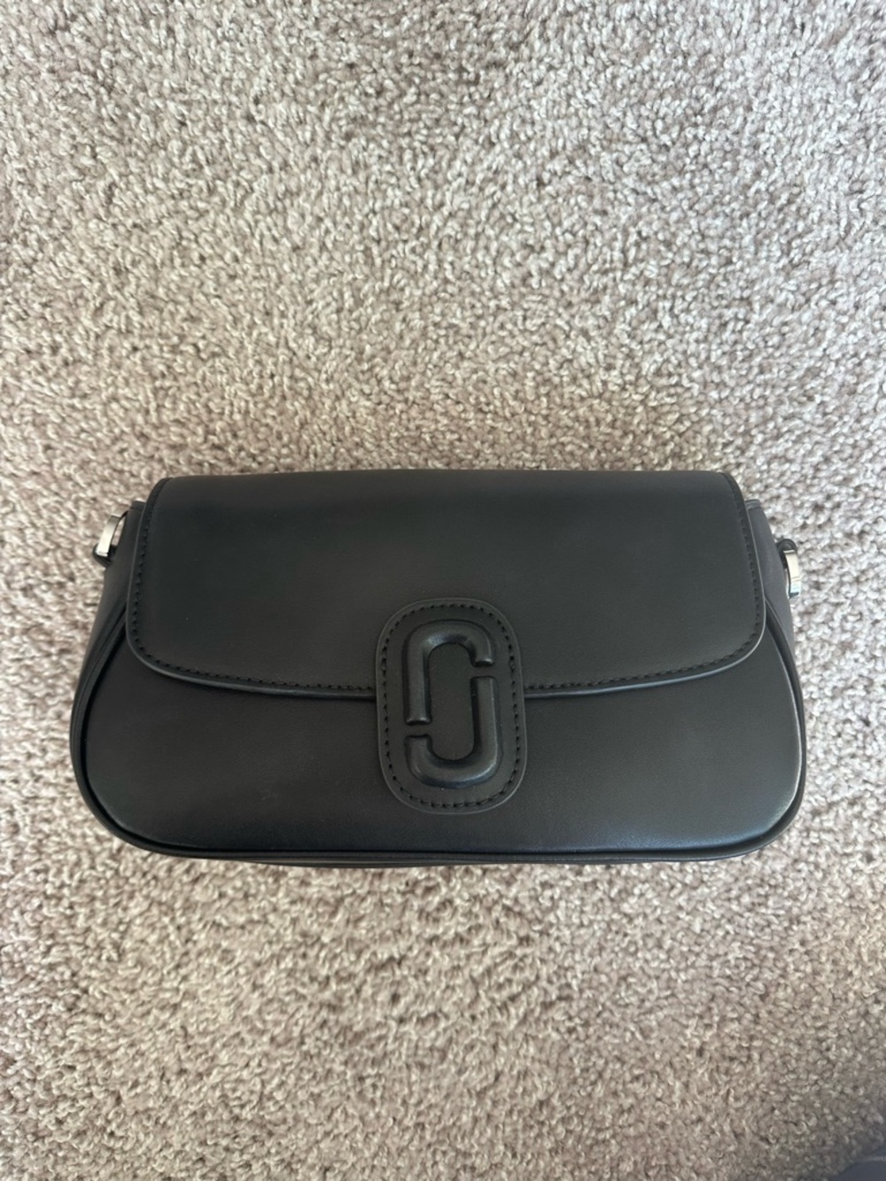 Black Leather Shoulder Bag with Signature Hardware